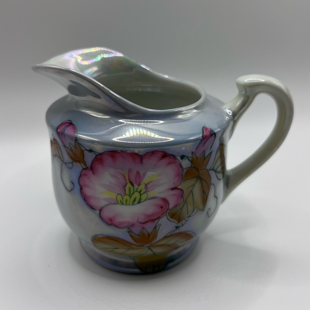 Gold Castle Asian Creamer Lusterware Hand Painted Floral Design Japan Vintage